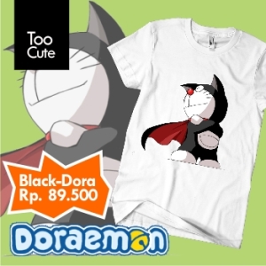Motif Hias Kaos Doraemon Super Black